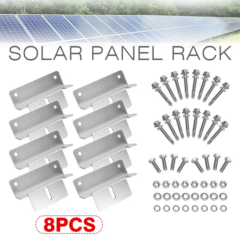 

4/8pcs Solar Panels Mounting Brackets Aluminum Z Type Bracket Flat Roof Mount Kit Solar System Installation Holder Accessories