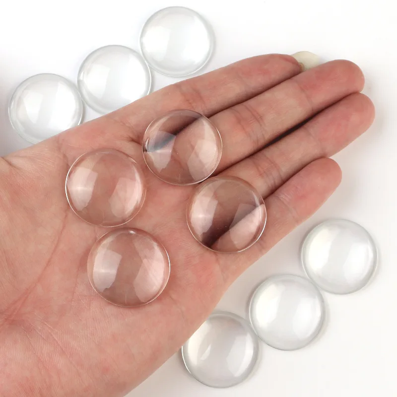 

50pcs Natural Stone Transparent Glass Round Flatback Cabochon For Jewelry Making Necklace DIY Accessories 8mm 10mm 12mm