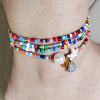 boho summer colorful beads butterfly starfish anklet bracelet for women beach ankle foot leg chain jewelry shell pearl girl gift