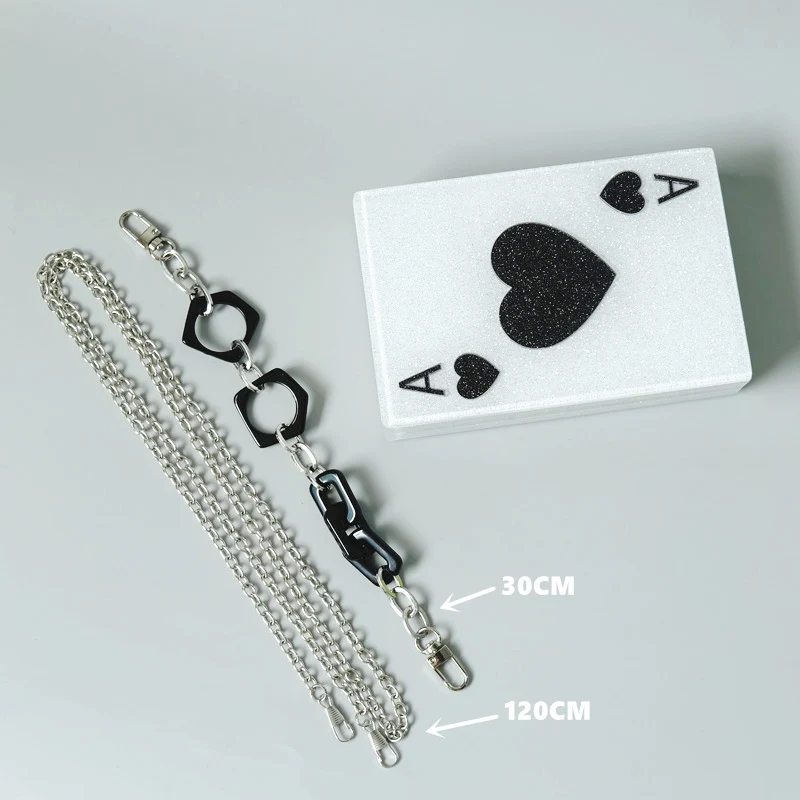 New Trendy Bags Fashion Women Handbags White Cartoon Ace Acrylic Luxury Party Evening Bag Woman Wedding Cute Box Clutch Purse