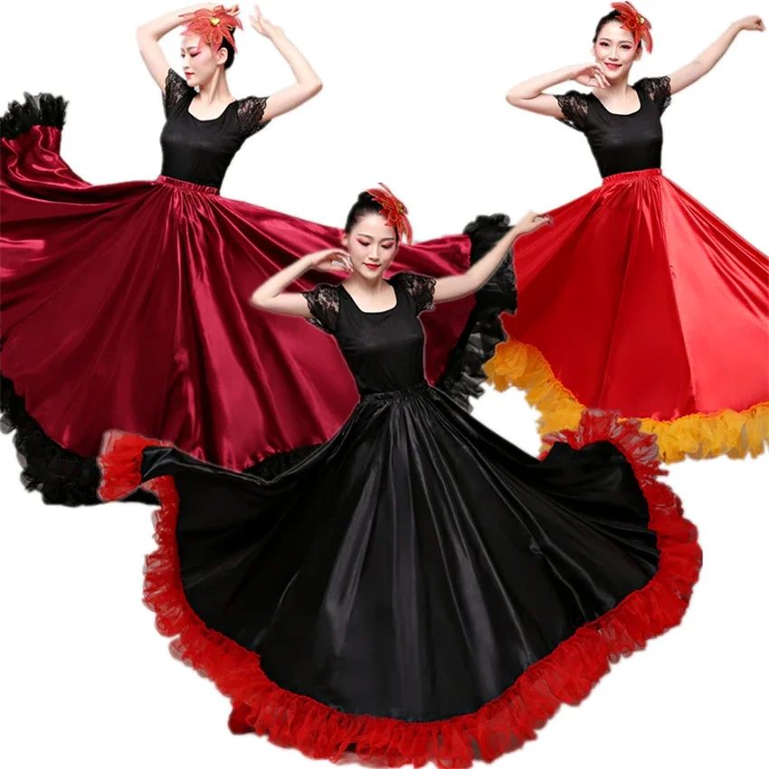 

Юбка фламенко, испанское платье для женщин, танцевальные костюмы, Цыганская юбка-качели, хор, сценическое выступление, Испания, бульфайт, бигданс