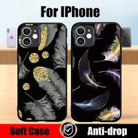 fashion colorful feather pattern soft silicone cover for iphone 13 12 pro max 6s 7 8 se 2020 plus x xs xr 11 pro max phone case