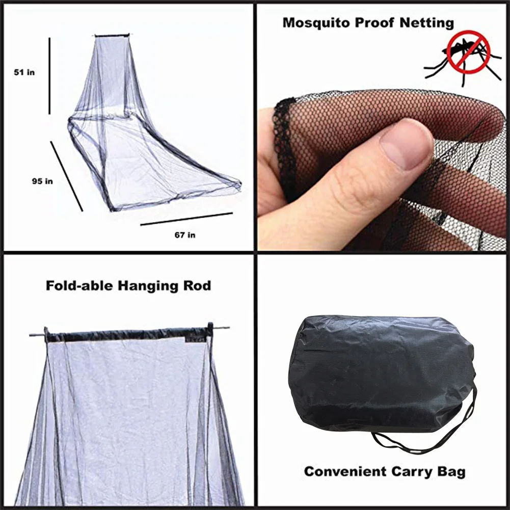 Portable Mosquito Net Outdoor Travel Tent Mosquito Net Camping Hiking Tent Pyramid Bed Tent Outdoor Screen Mosquito Net images - 6