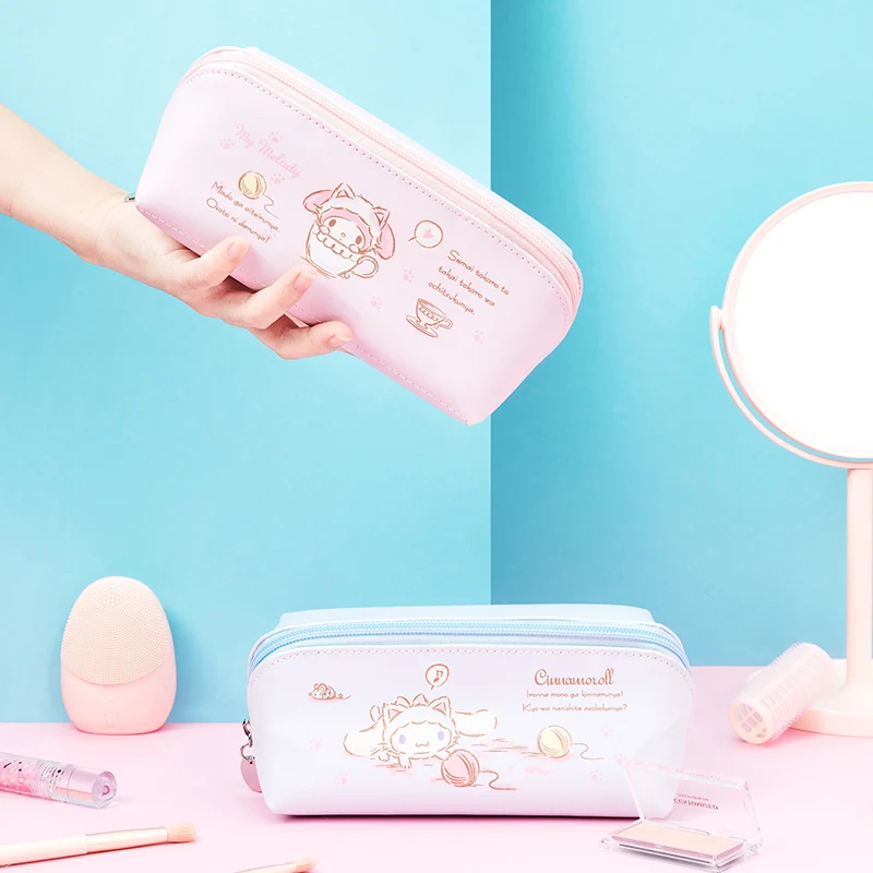

New Sanrio Melody Cinnamoroll Cute Square Cosmetic Bag Cute Cosmetic Storage Small Bag Household Supplies Kawaii Girl Gift