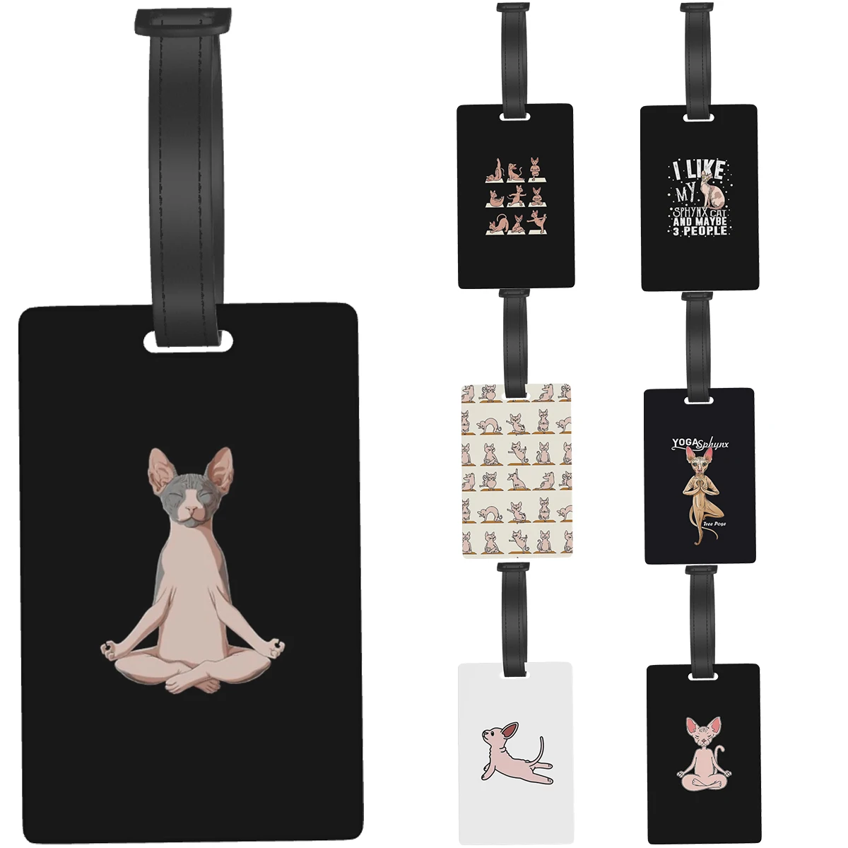 

Sphynx Cats Yoga Luggage Tags Suitcase Accessories Travel PVC Fashion Baggage Boarding Tag Portable Label Holder ID Name Address