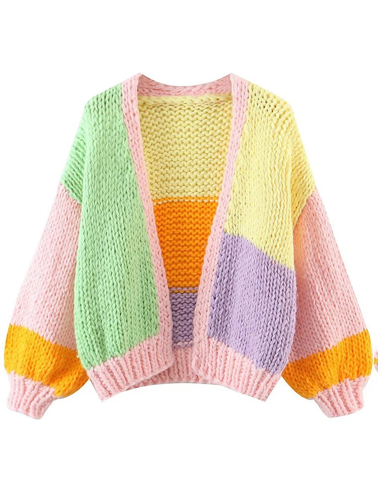 

Jastie 2022 шикарное лоскутное свитер Кардиган Топы ручной работы Толстая Повседневная трикотажная одежда с длинным рукавом праздничный женский свитер в стиле бохо