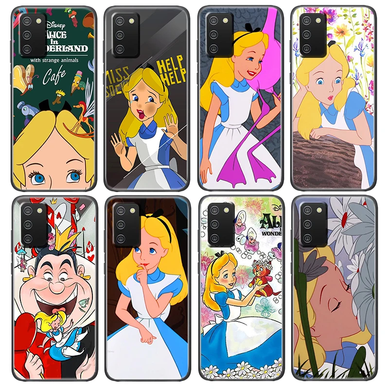 

Disney Alice in Wonderland Cover For Samsung Galaxy A52S A72 A71 A52 A51 A12 A32 A21S A73 A13 A53 4G 5G TPU Black Phone Case