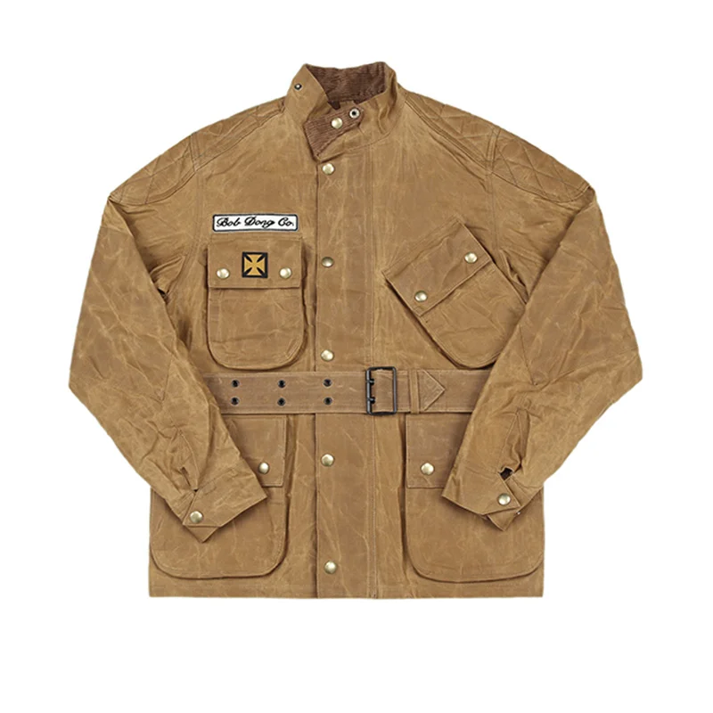 

Винтажная куртка с эффектом потертости, вощеным воротником-стойкой