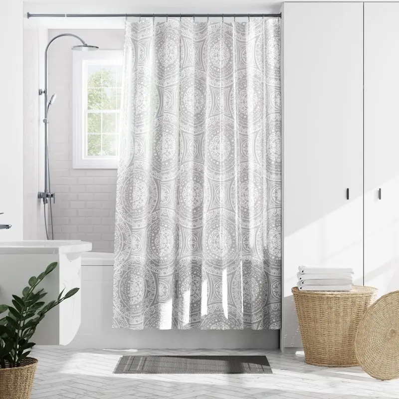 

White Medallion PEVA Shower Curtain, 70" x 72"