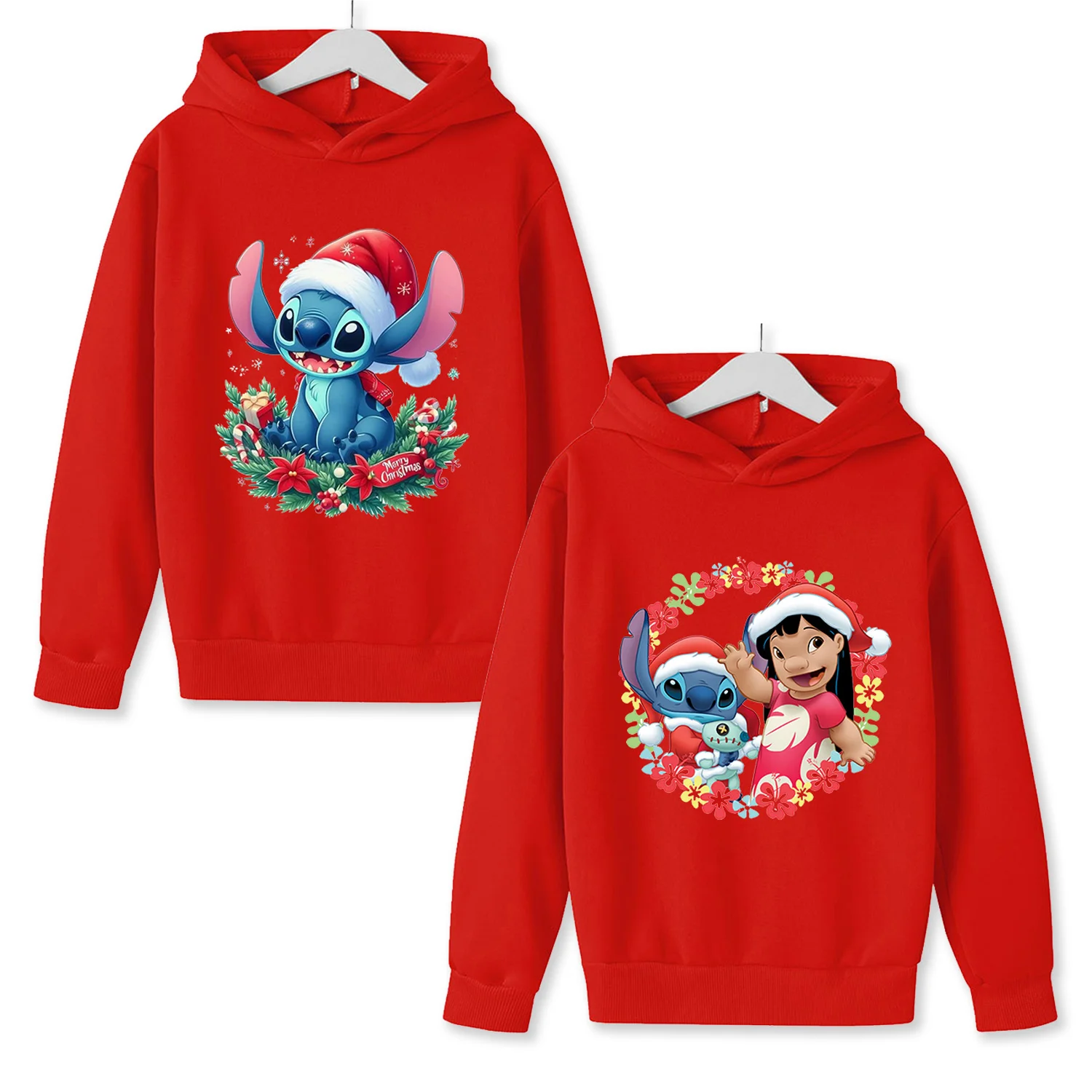 Толстовка с капюшоном Лило Стич Дисней детская рождественская толстовка красные