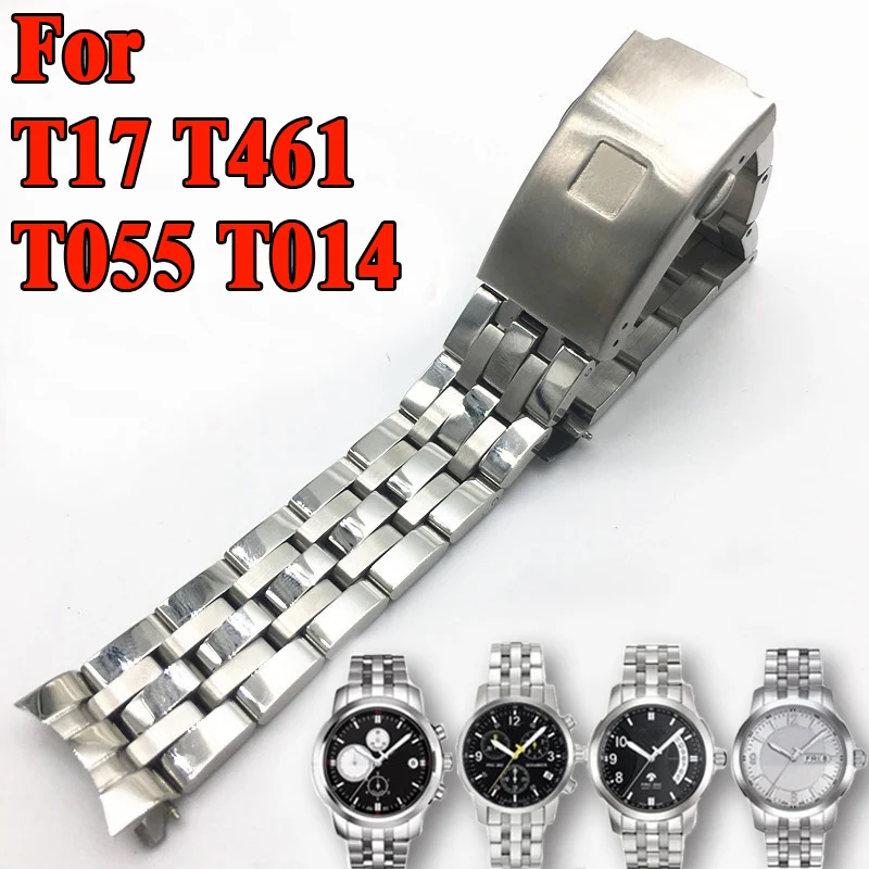 Watch Bracelet For TISSOT 1853 PRC200 T17 T461 T055 T014 Men Fold Clasp Strap Watch Accessories Stainless Steel Watch Band Chain
