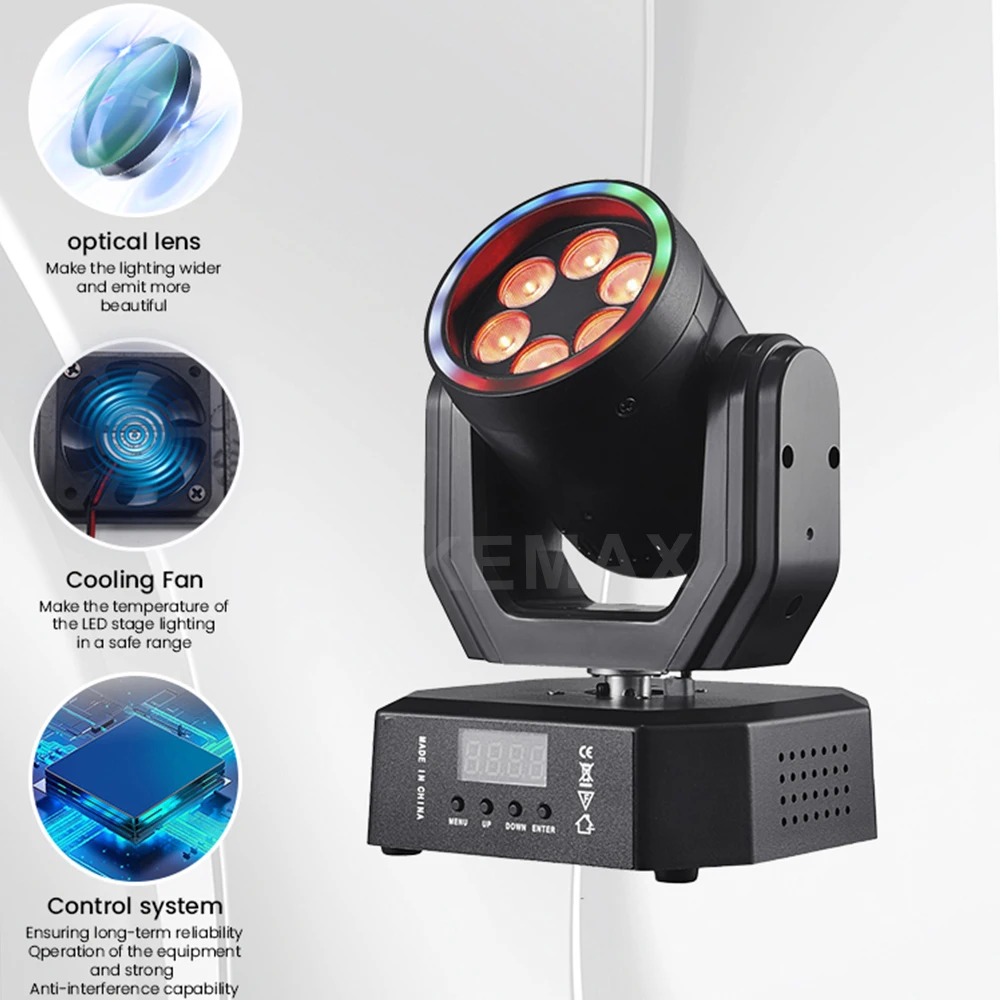 Фото 30-ваттный мини-прожектор с вращающейся головкой RGBW DMX512, дистанционное управление, мобильные вращающиеся световые эффекты для дискотек, вечеринок, сцены, клубов, мероприятий и дома. №4