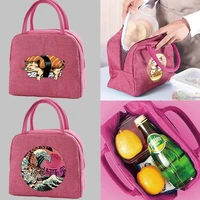 insulated canvas lunch bag for women cooler pack tote thermal bag portable picnic bags japan cat series lunch bags for work