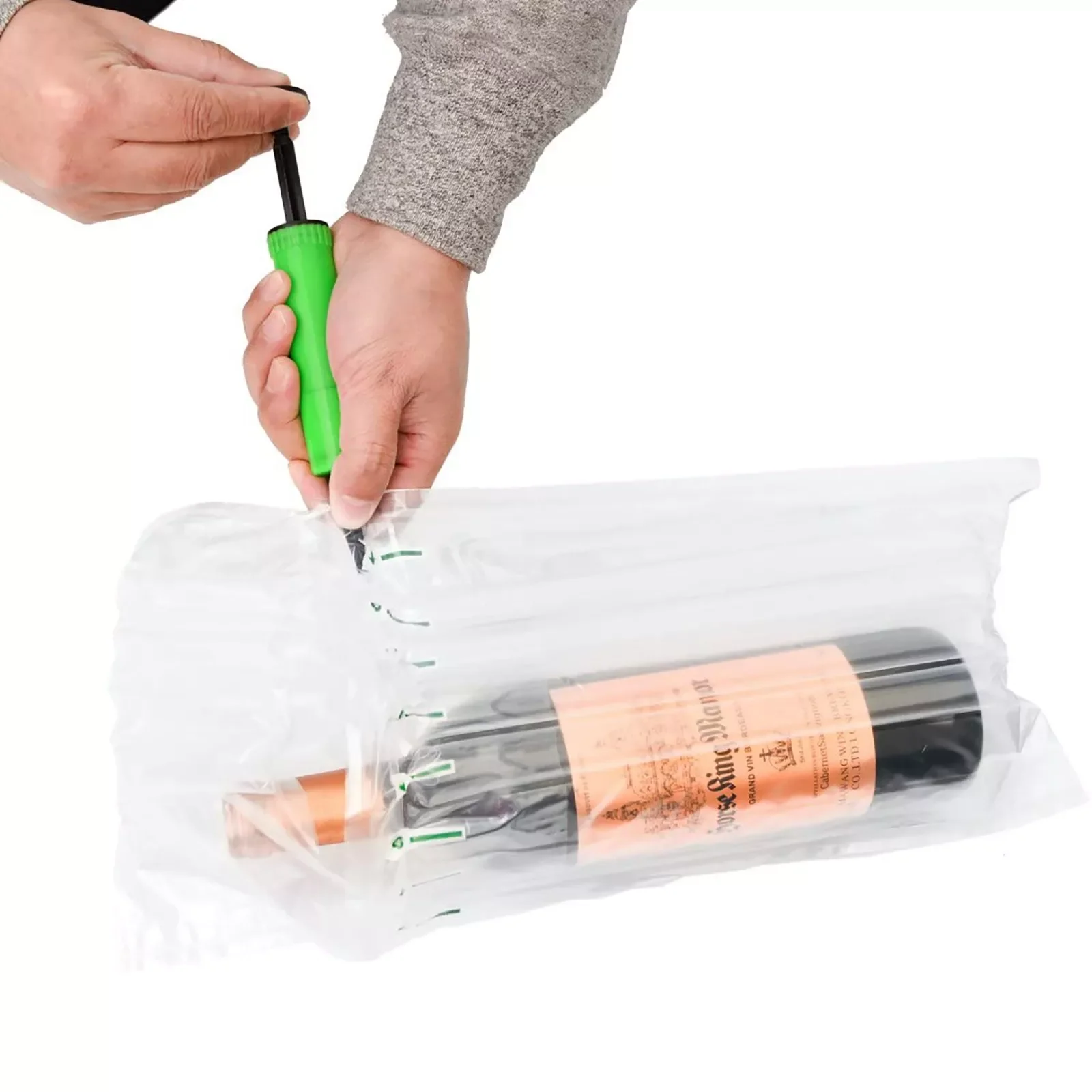 

NEW 20pc Wine Bottle Protection Covers Air Column Bubble Wrap Roll Buffer Inflatable Protect Bag Wine Bottle Giftpacking