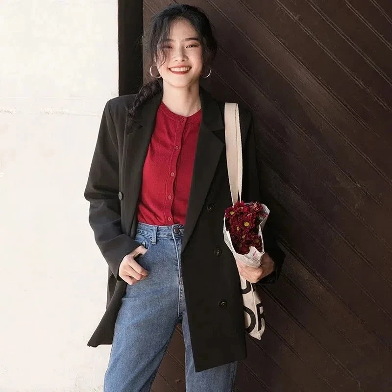 Street Fried Suit Jacket Shoulder Pad Casual Pink Suit Jacket Female Spring And Autumn Design Sense Thin Coat Female Suit Jacket