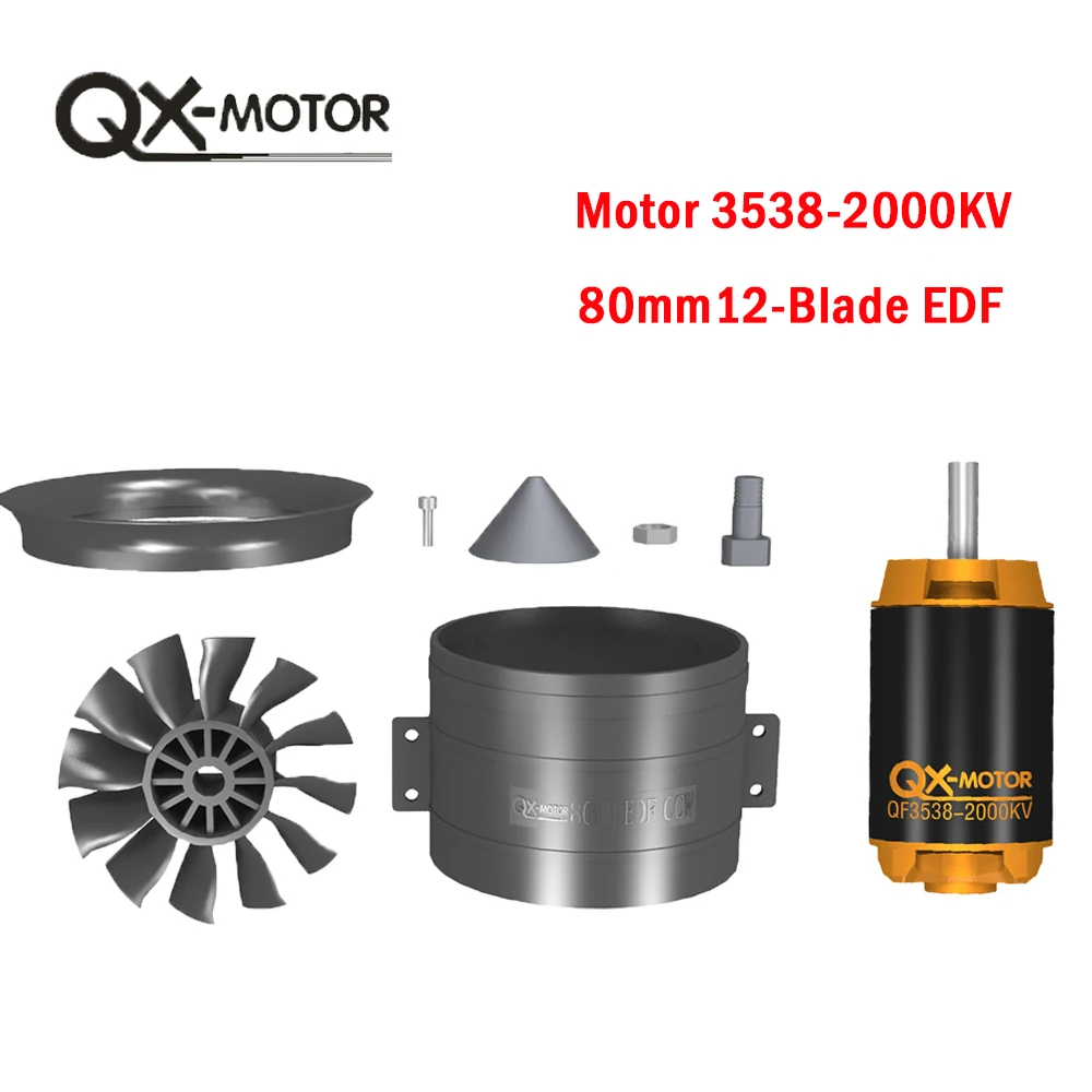 

QX-motor 80mm EDF (Optional) rc motor brushless 6s Lipo QF3538-2000kv or 12-blade CW CCW For mini drone Model Parts