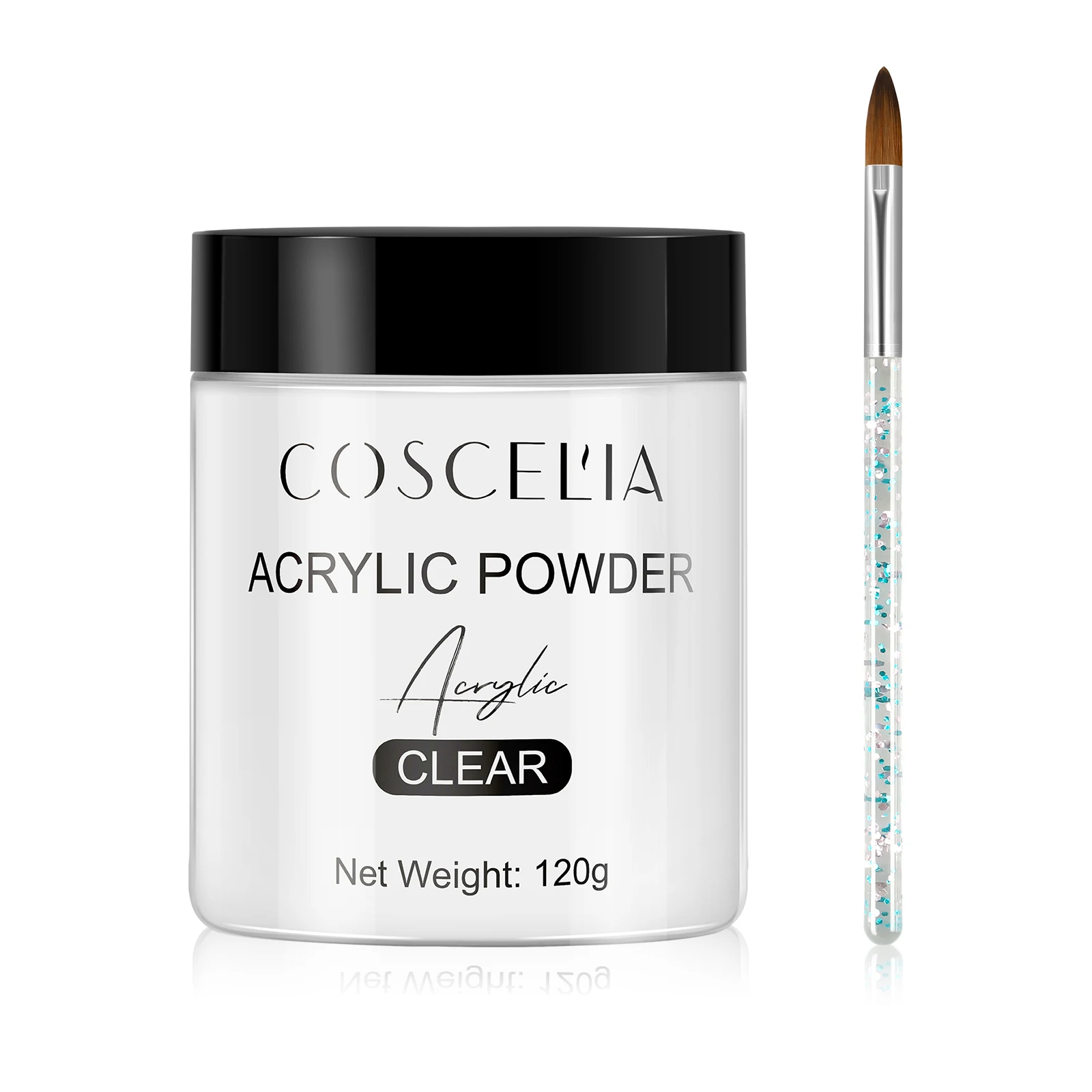 

Acrylic Powder Set Solid Colors Pink Clear White High Quality 120g Powder with Acrylic Pen for DIY Manicure Art Extension Nail