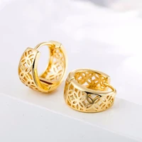 hollow girls women hoop huggie earrings 18k yellow gold filled trendy vintage fashion jewelry gift