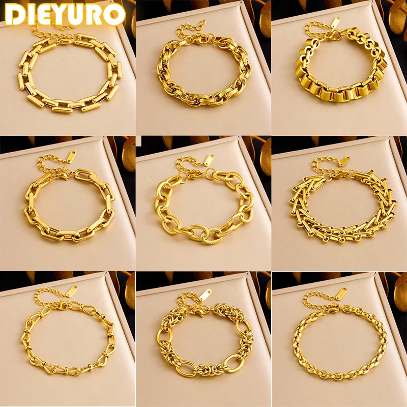 DIEYURO золотой браслет из нержавеющей стали для женщин