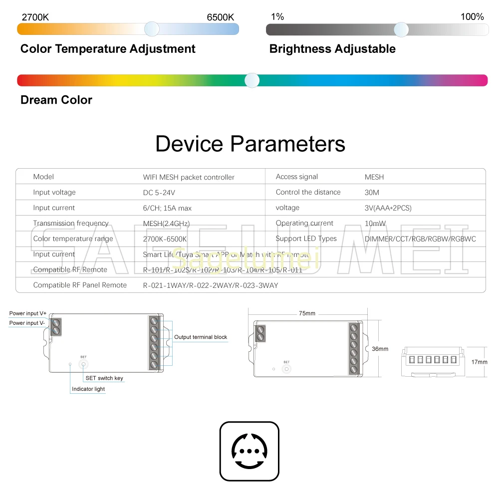 Фото Новый контроллер светодиодных лент 2026 DIM CCT RGB RGBW DC5V/12V/24V Zigbee с управлением через приложение, голосовое управление, синхронизация зон, музыкальный режим Tuya №4