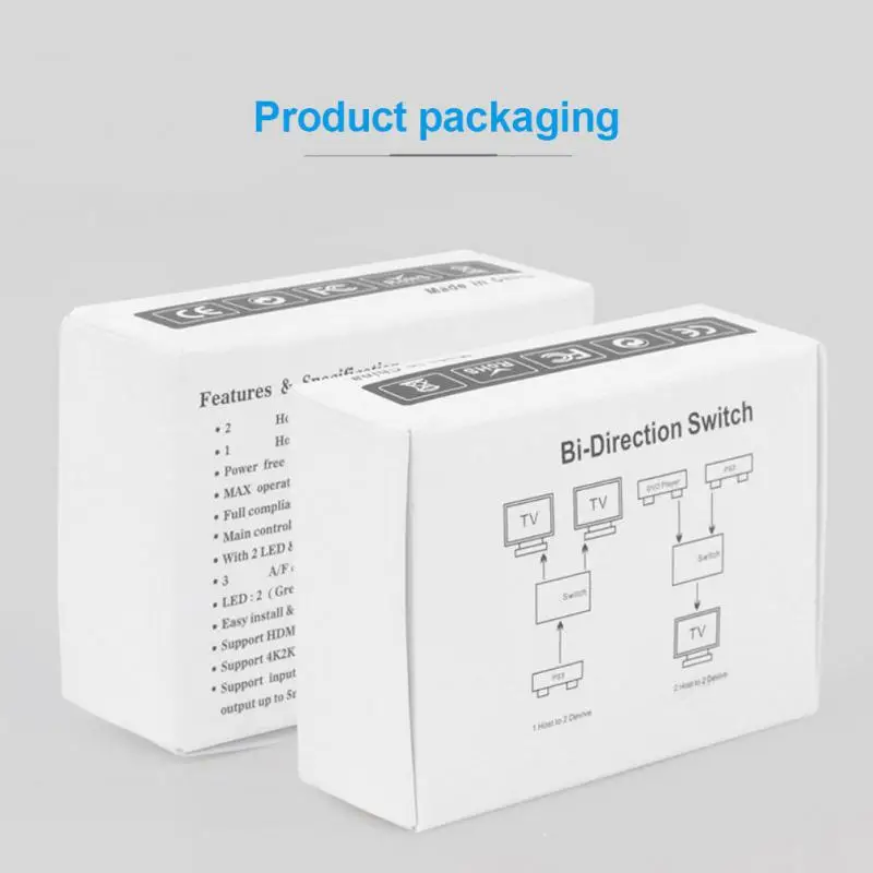 

Portable 2 In1 Out Hdmi-compatible Splitter Adapter Hdmi-compatible Switcher 4k Switch Kvm Bi-direction Bidirectional Converter