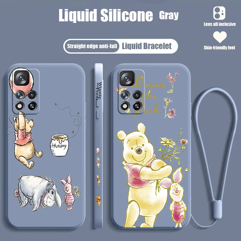 

Disney Winnie the pooh For Redmi Note 12 11T 11S 11E 10S 10T 10 9S 9T 8 Pro Plus Lite Max Liquid Left Rope Phone Case