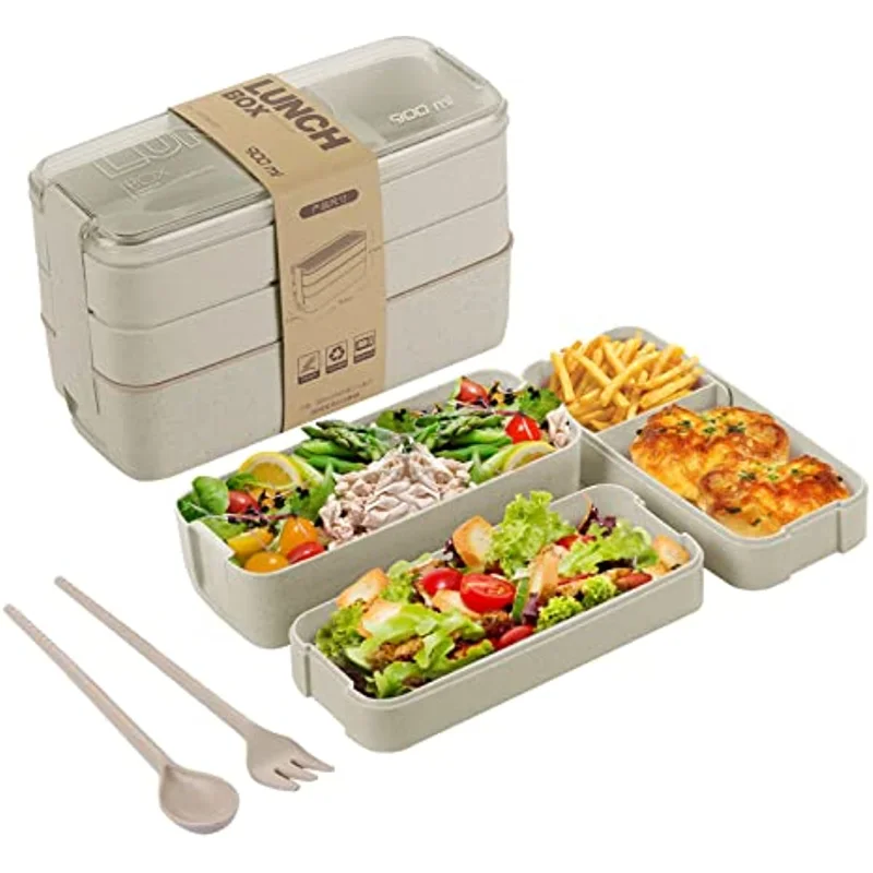 

Box Children Box Bento Compartment Proof Bento Heating Lunch 3-in-1 And Ready Lunch Container For For Leak Adults Microwave