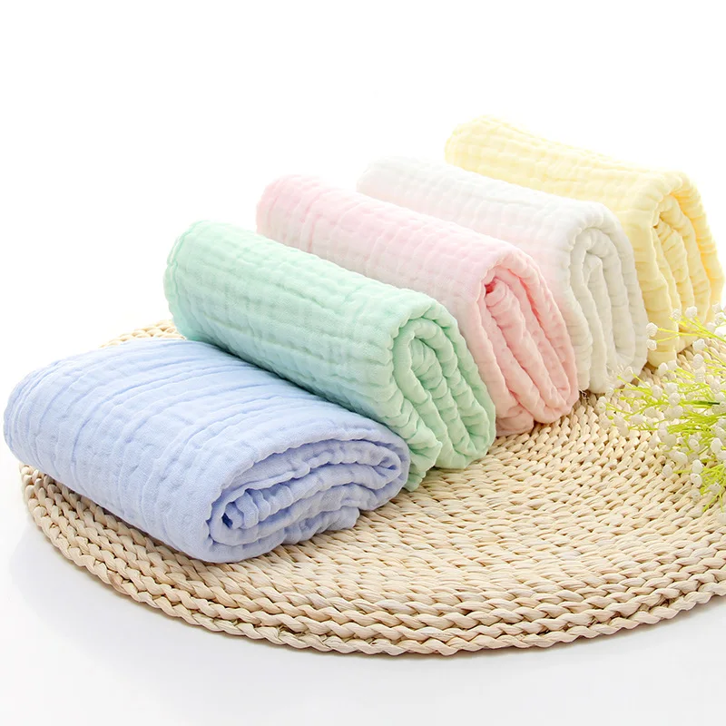 

Baby Receiving Blanket Infant Gauze Bath Towel Kids Swaddle Bedding 6 Layers 105*105cm Pure Cotton Bubble Muslin Blanket