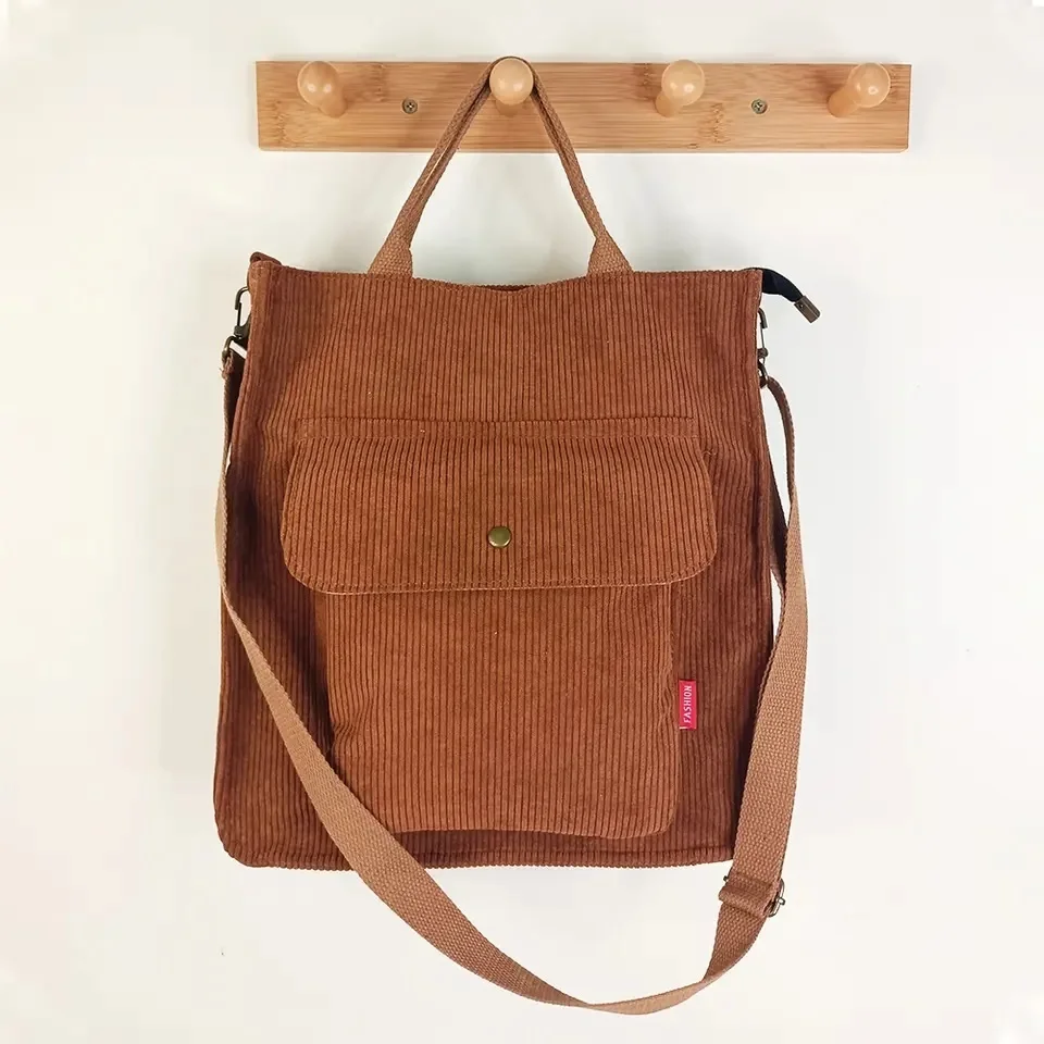 

Corduroy Tote Bag for Women Shoulder Bags 2023 Designer Handbags Sturdy Metal Buckle Shopper Messenger School Bag Crossbody Bags