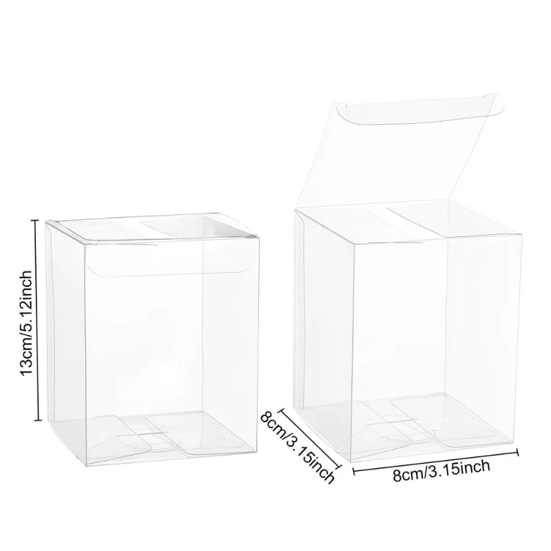 12pcs/lot Candy Treat Gift Boxes Clear Rectangle PVC Box Jewelry Storage Containers Display Wedding Party Favor Packing Decor