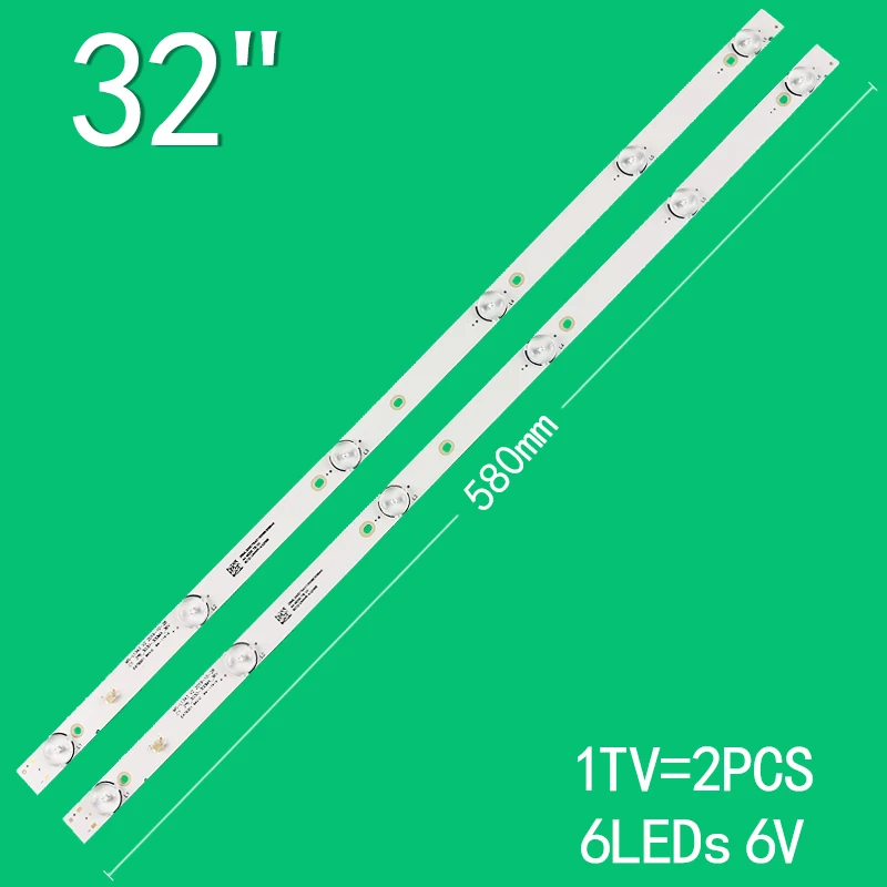 2 Pz = 1Tv 6Leds 6V 580Mm Per 32 "Tv Jl.D32061330-081As-M Fzd-03 Ms-L2202 Ms-L1074 Ms-L1343 V2 Muslimexayb