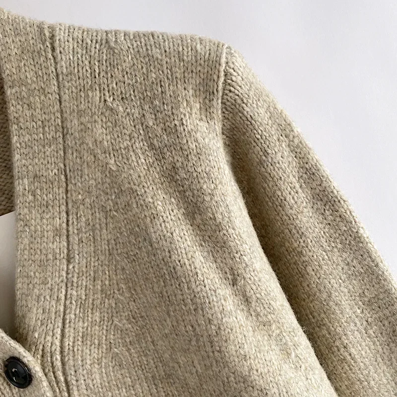 Осенне-зимний новый женский свободный кардиган с v-образным вырезом и длинными