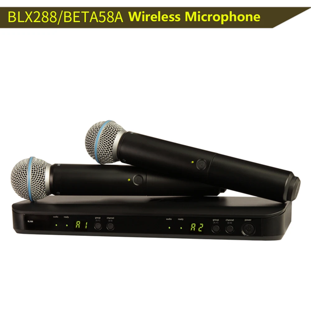 

Беспроводной микрофон BLX288 BETA58A SM58LC UHF, двухканальный микрофон, система караоке, сценический фон для звуковой системы Shure