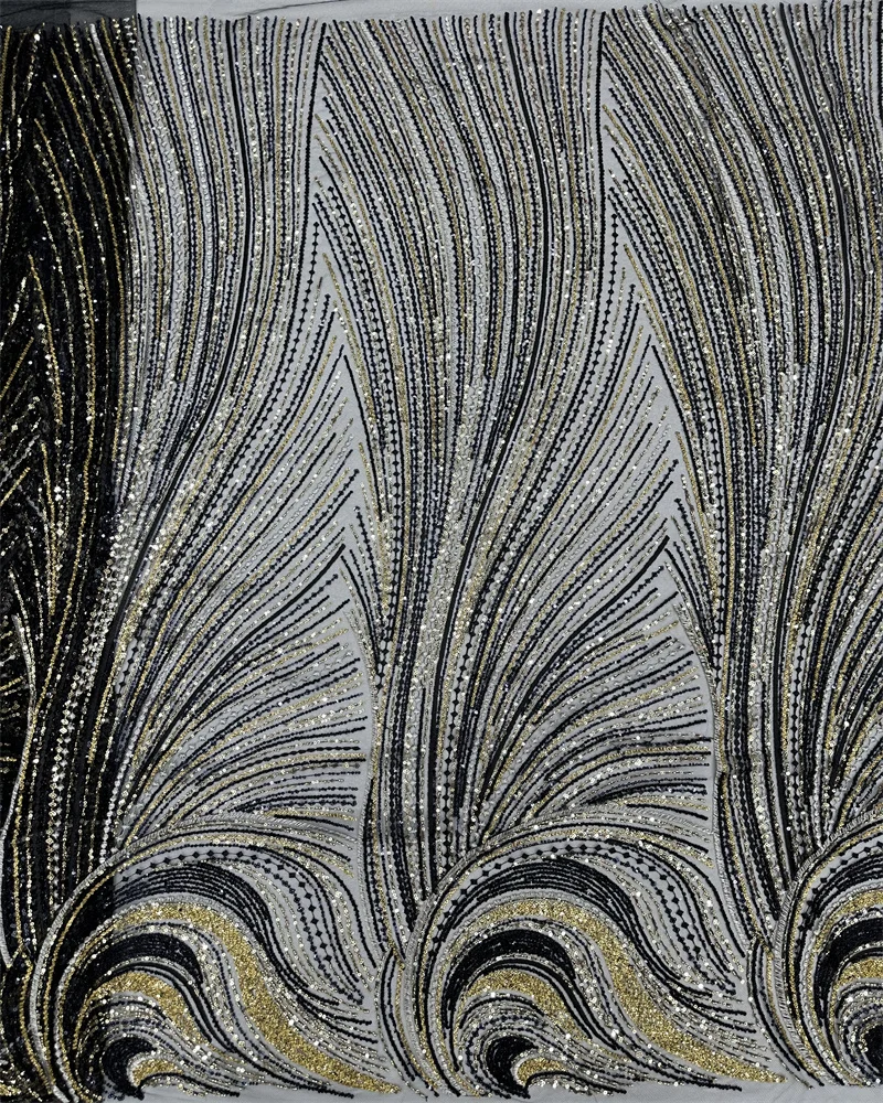 Роскошная африканская кружевная ткань с блестками и бисером 2024