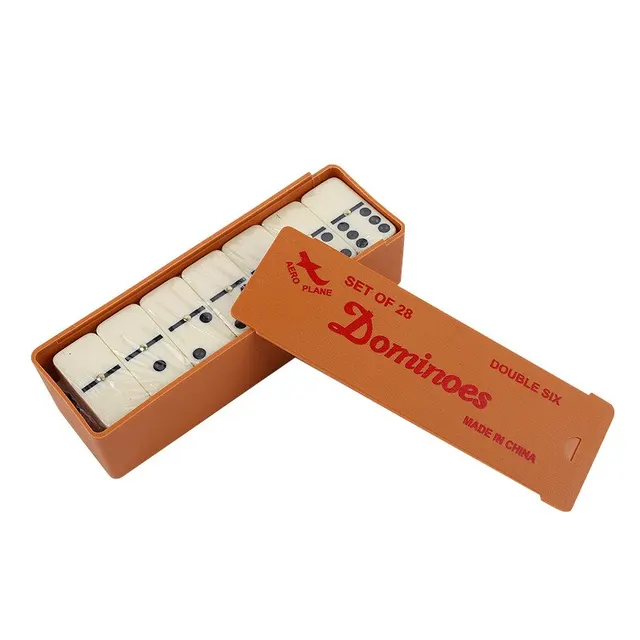 Adult and Children's Domino Set - Classic Board Game Domino Series -28 Tile Brown Wooden Box 3