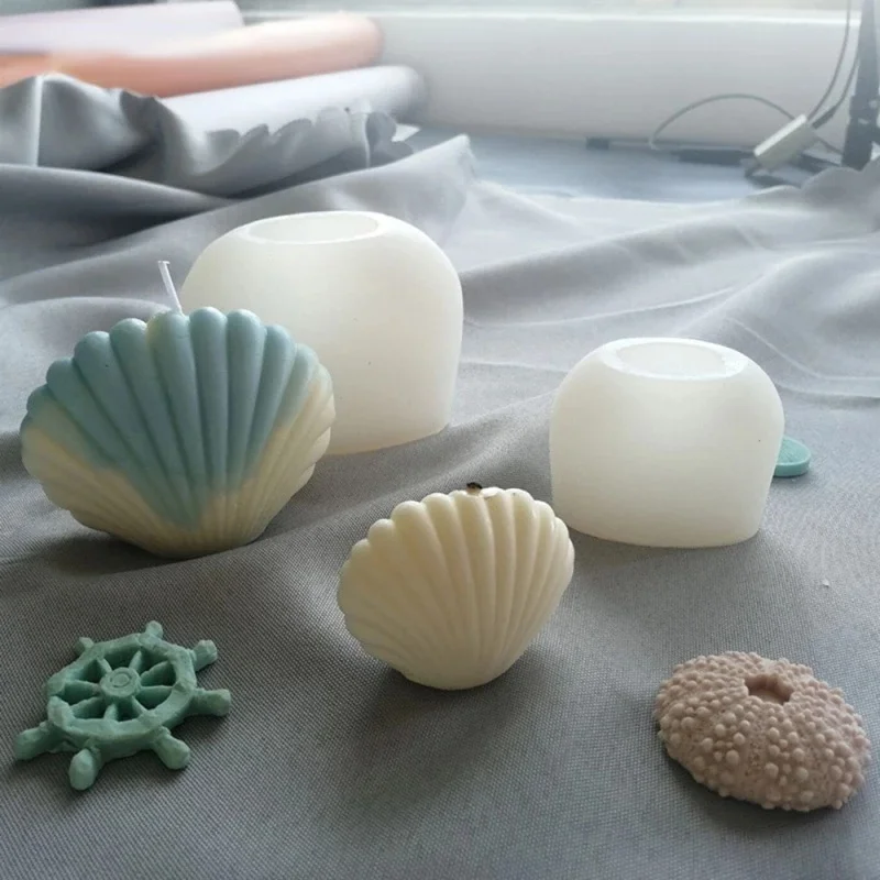 

DIY Shell Candle Mold Aromatherapy Candle Plaster Mold 3D Marine Shell Silicone Scallop Soap Mold Handmade Home Craft Decoration
