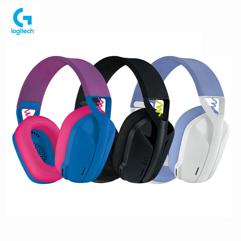 Logitech-auriculares inalámbricos G435 LIGHTSPEED para videojuegos, cascos con sonido envolvente 7,1, Bluetooth, Dolby Atmos, micrófono incorporado para juegos de PC