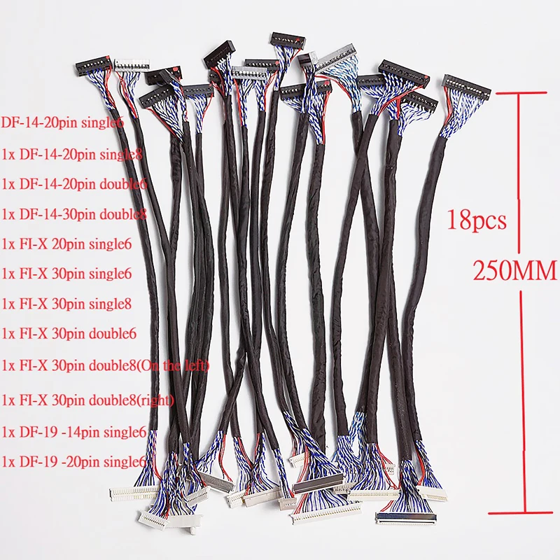 

18pcs/set Most Used Universal LVDS Cable for LCD Panel Support 14-26 inch Screen Package Sale NEW