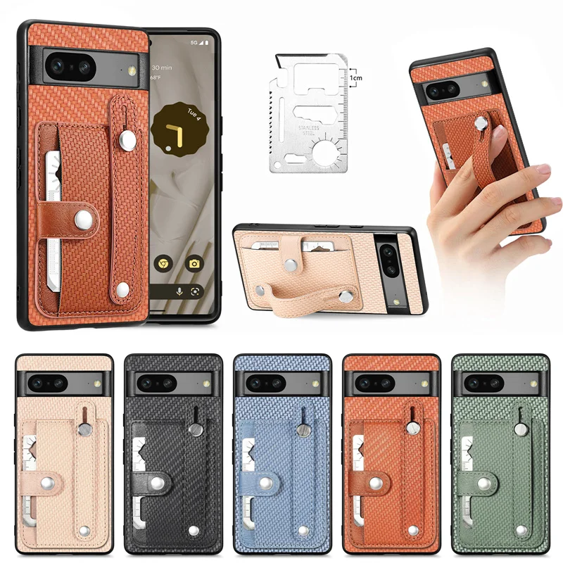 

Wrist Strap Phone Case For Google Pixel 8 Pro 7A 6pro 6 Xl Wallet Cards Holde Holder Cardholder Kickstand Stand Shockproof Cover