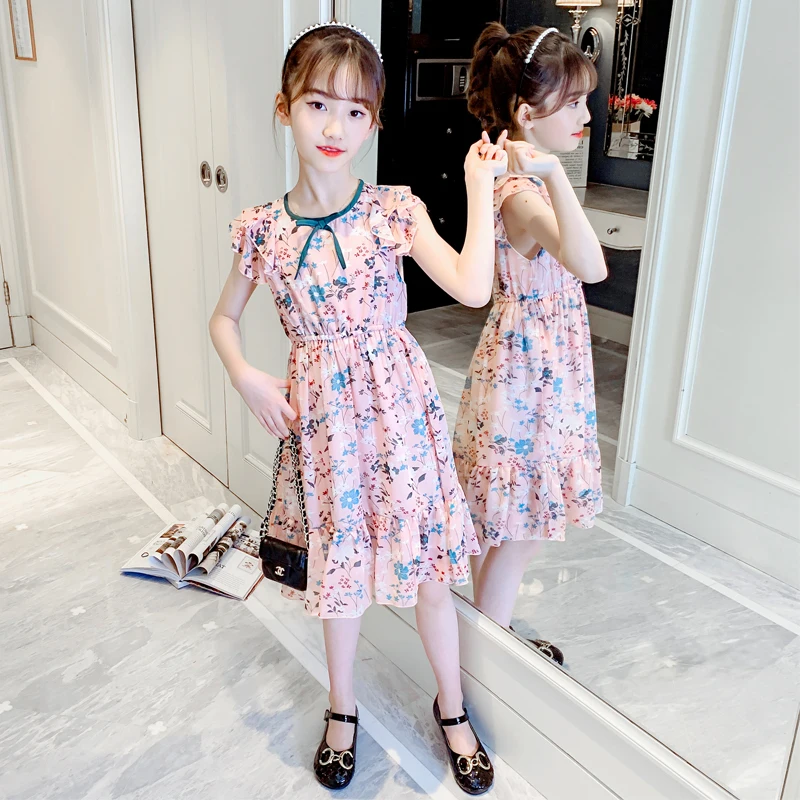 Крутое летнее платье для девочек с принтом милое и модное новинка 2022 Детская