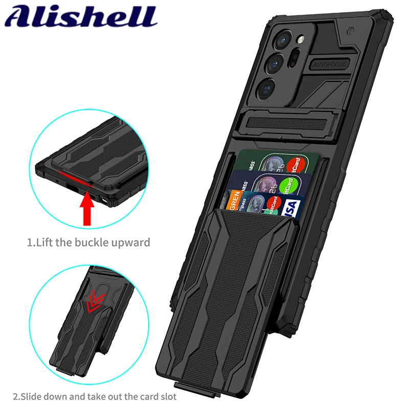 

Shockproof Phone Case For Samsung Galaxy Note 20Ultra Luxury Card Slot Kickstand Protection Cover For Samsung Galaxy Note 20 5G