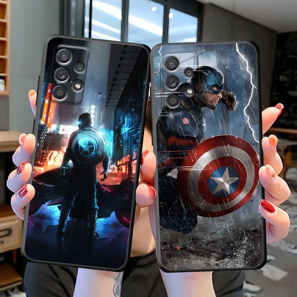 

Marvel Captain America Case For Samsung Galaxy S22 S21 S20 FE Ultra S10 S10E S9 S23 Lite Plus Black Cover Fundas Coque Capa