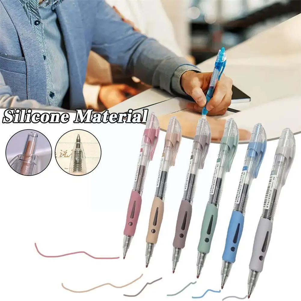 

Macaron 6 Color Press Gel Pens Colored Ink 0.5mm Ballpoint Pen for School Student Office Signing Writing Stationery Gifts I9Q2