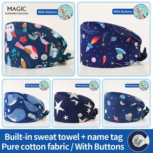 Темно-синий с принтом медицинские шапочки ПЭТ Уход за лошадьми агентства скрабы шляпы фармацевт доктор; Медсестра скрабы Шапки салонах красоты скрабы Шапки