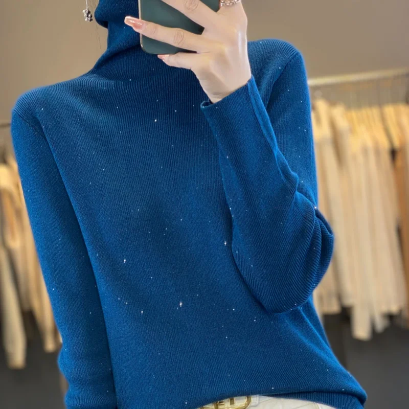 Кашемировый свитер с высоким воротником женский пуловер осенне-зимний вязаный