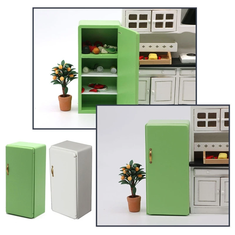 

Lovely Dollhouse Refrigerator Miniature Model Figure for Children Pretend Ball Jointed Dolls Kitchen Furniture Accs
