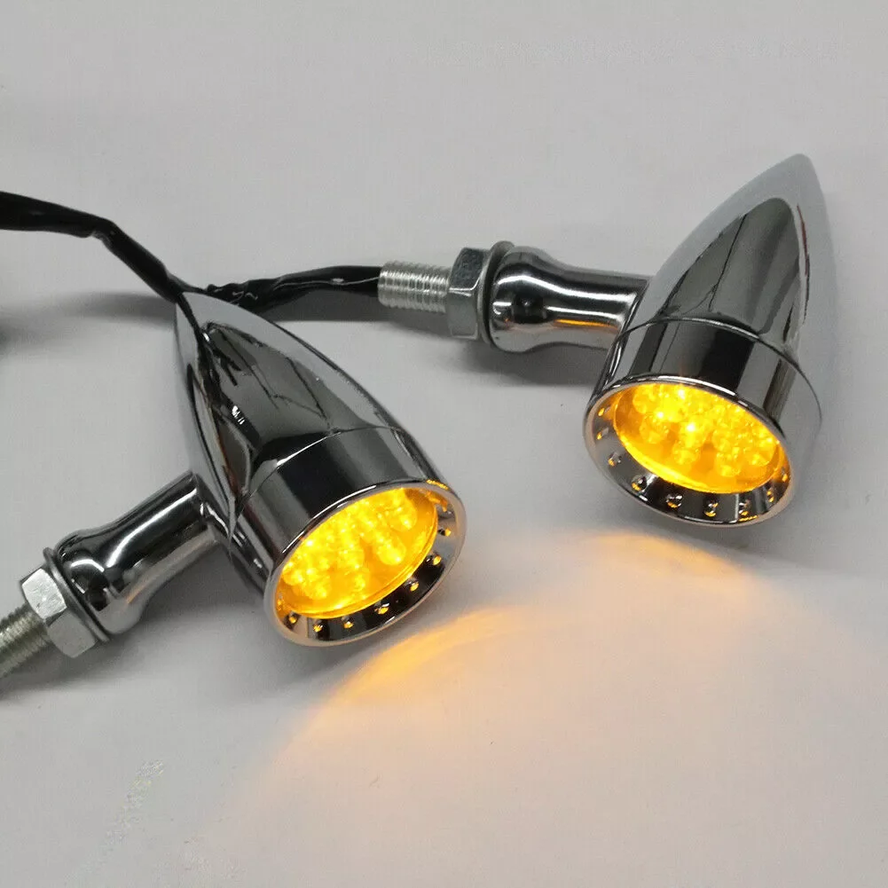 

Chrome Amber Motorcycle LED Turn Signal Brake Blinker Lights For Harley Davidson Motorcycle Signal Lamp Lighting & Indicator