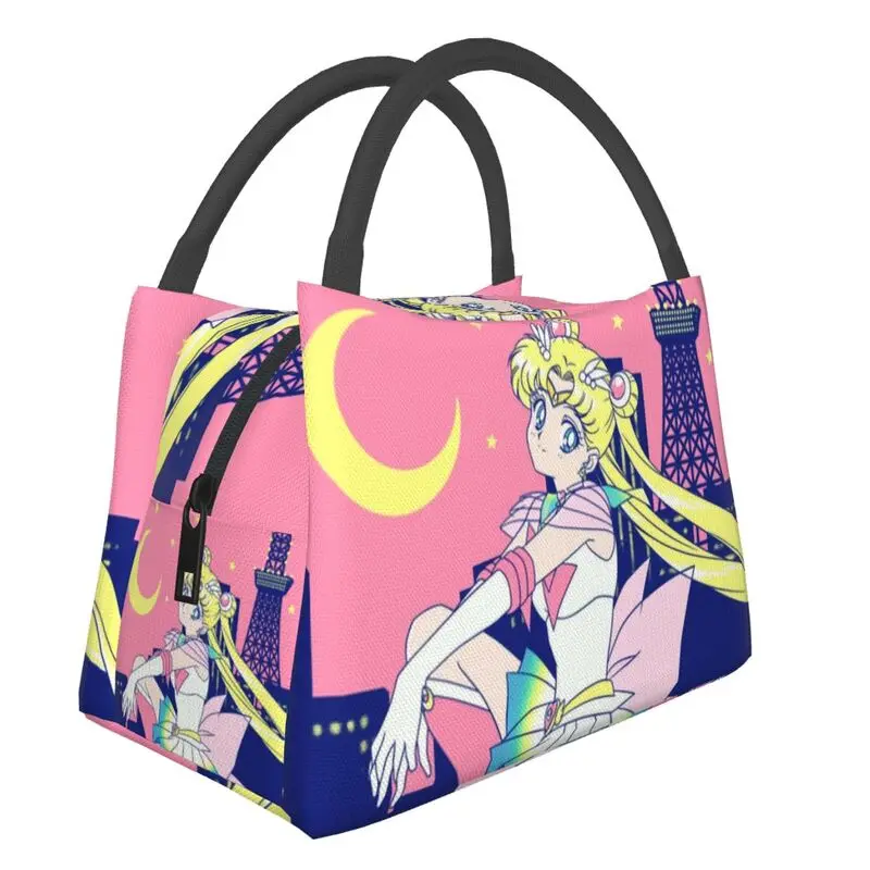 

Super Sailors Moon Insulated Lunch Bags for Women Tokyo City Lights Resuable Cooler Thermal Food Lunch Box Work Travel