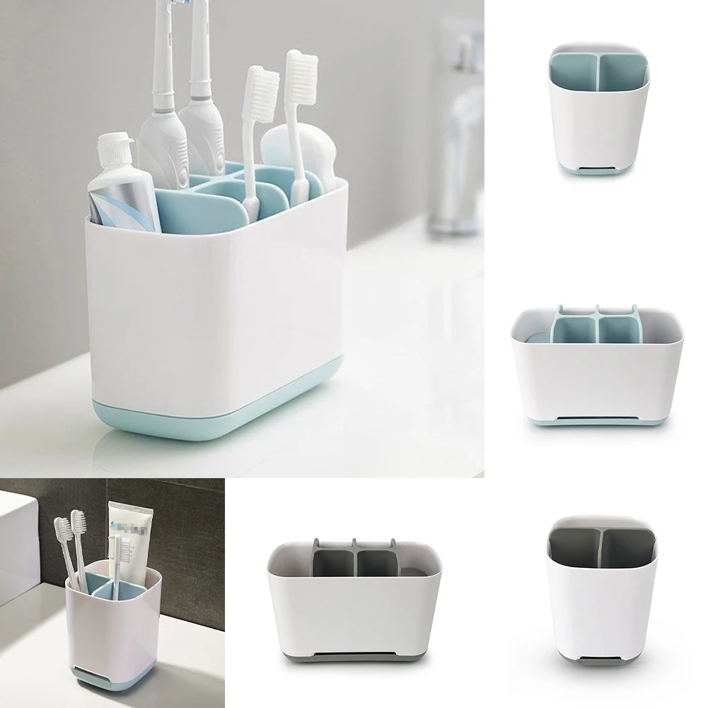 

1 Set Useful Organizer Holder Thicken Bottom Independent Grids Sturdy Simple Water Draining Toothbrush Toothpaste Stand