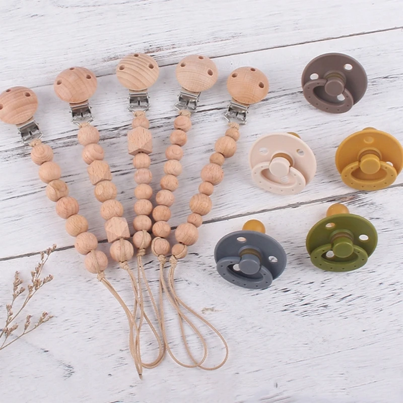 

Beads Pacifier Holder Dummy Pacifiers with Clip Silicone Teething toy for Baby